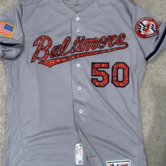 Baltimore Orioles Miguel Castro game used stars n stripes jersey